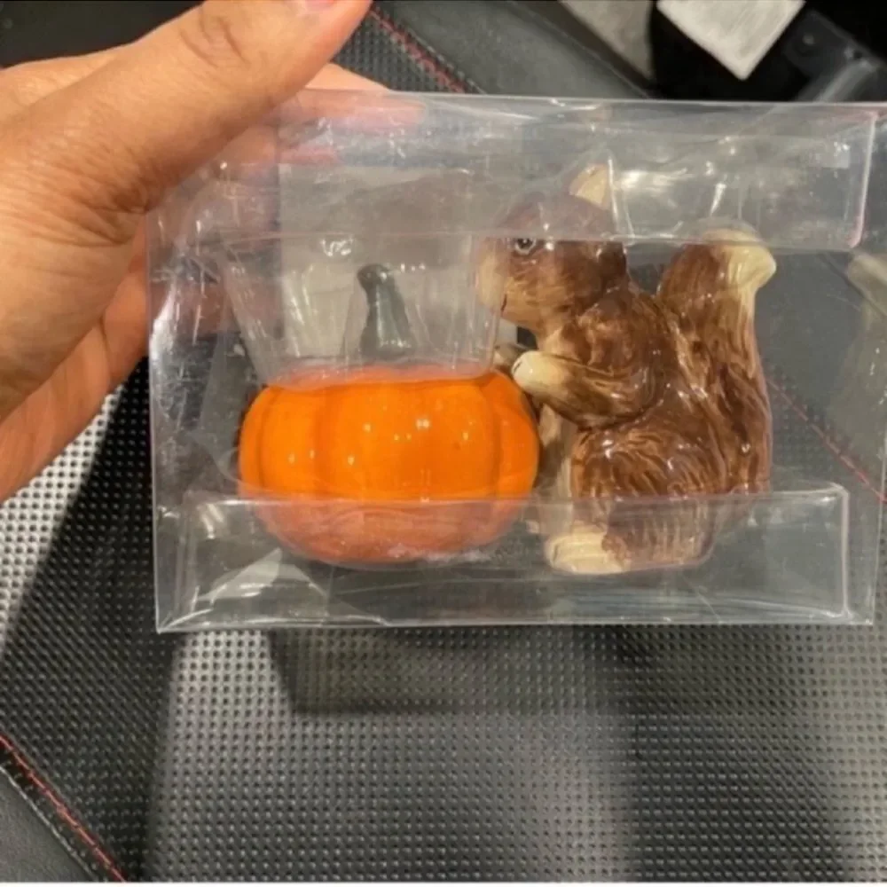 Square and Pumpkin Ceramic Salt & Pepper Shakers